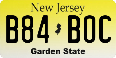 NJ license plate B84BOC