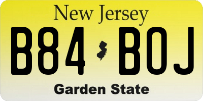 NJ license plate B84BOJ