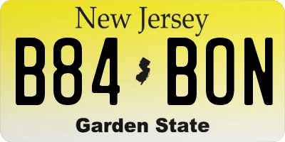 NJ license plate B84BON