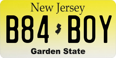 NJ license plate B84BOY