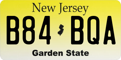 NJ license plate B84BQA