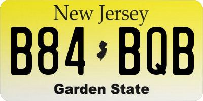 NJ license plate B84BQB
