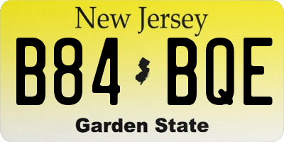 NJ license plate B84BQE