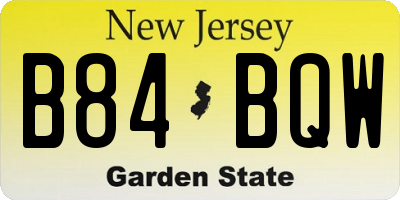 NJ license plate B84BQW