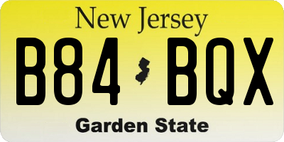 NJ license plate B84BQX