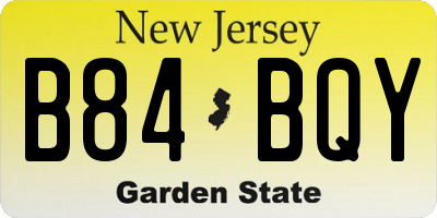 NJ license plate B84BQY