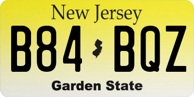 NJ license plate B84BQZ