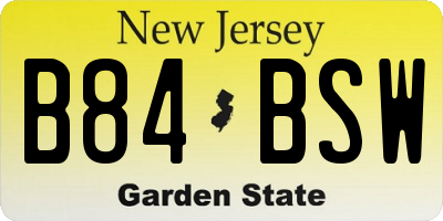 NJ license plate B84BSW