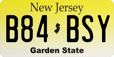 NJ license plate B84BSY