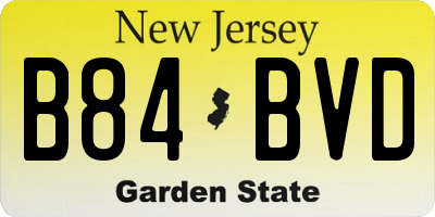 NJ license plate B84BVD