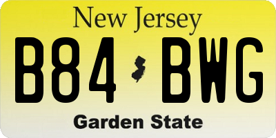NJ license plate B84BWG