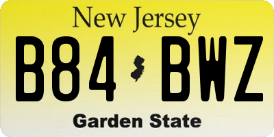 NJ license plate B84BWZ