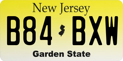 NJ license plate B84BXW