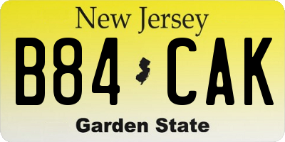 NJ license plate B84CAK