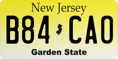 NJ license plate B84CAO