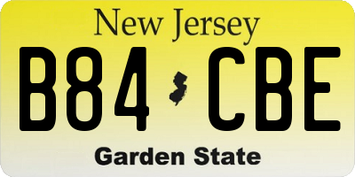 NJ license plate B84CBE