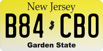 NJ license plate B84CBO
