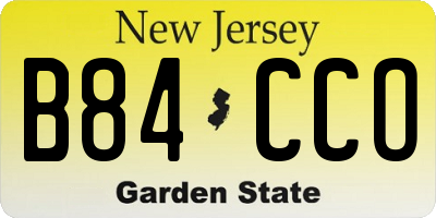 NJ license plate B84CCO