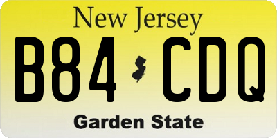 NJ license plate B84CDQ