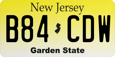 NJ license plate B84CDW
