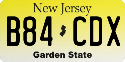 NJ license plate B84CDX