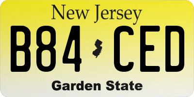 NJ license plate B84CED