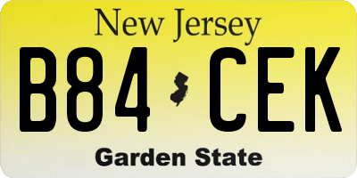 NJ license plate B84CEK