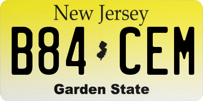 NJ license plate B84CEM