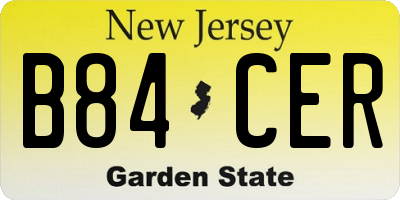NJ license plate B84CER