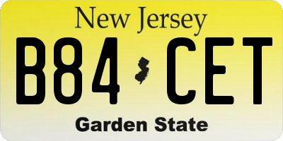 NJ license plate B84CET