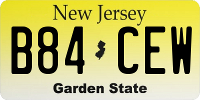 NJ license plate B84CEW