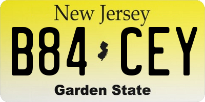 NJ license plate B84CEY