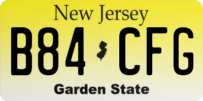 NJ license plate B84CFG