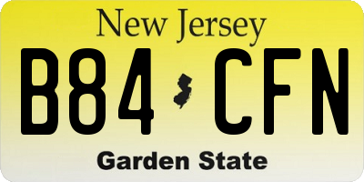 NJ license plate B84CFN
