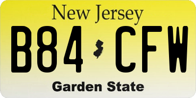 NJ license plate B84CFW