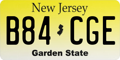 NJ license plate B84CGE