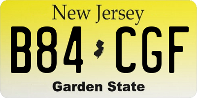 NJ license plate B84CGF