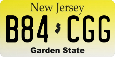 NJ license plate B84CGG