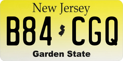 NJ license plate B84CGQ