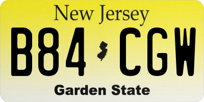 NJ license plate B84CGW