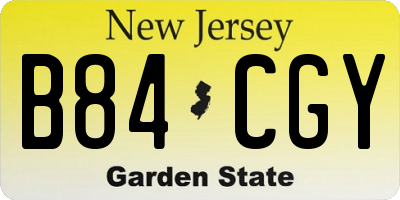NJ license plate B84CGY