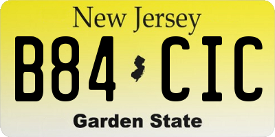 NJ license plate B84CIC