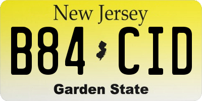 NJ license plate B84CID