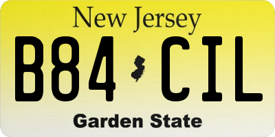 NJ license plate B84CIL
