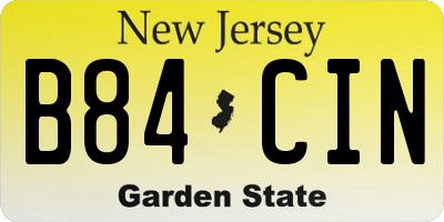 NJ license plate B84CIN
