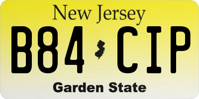 NJ license plate B84CIP