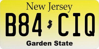 NJ license plate B84CIQ