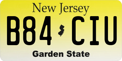 NJ license plate B84CIU