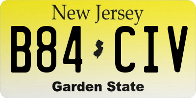 NJ license plate B84CIV