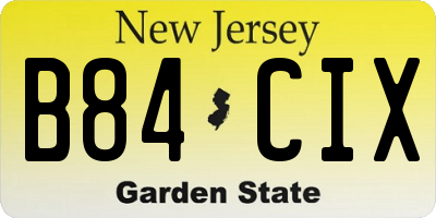 NJ license plate B84CIX